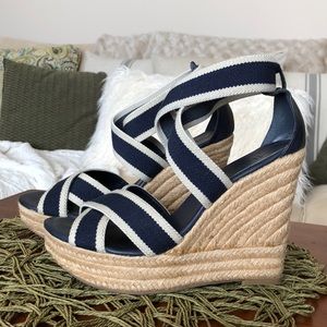 Mia Navy Platform Wedges